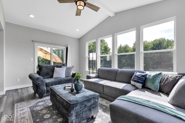 9978 Trafford Ct, Mccordsville, IN 46055 - living area featuring wood finished floors, a ceiling fan, and recessed lighting