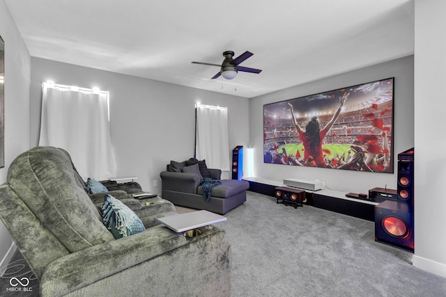 9978 Trafford Ct, Mccordsville, IN 46055 - carpeted cinema room featuring a ceiling fan