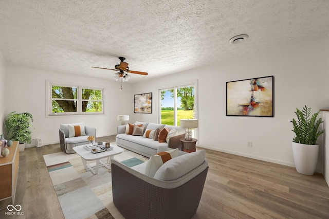 1620 W 300 S, Franklin, IN 46131 - living area with plenty of natural light, wood finished floors, a ceiling fan, and a textured ceiling