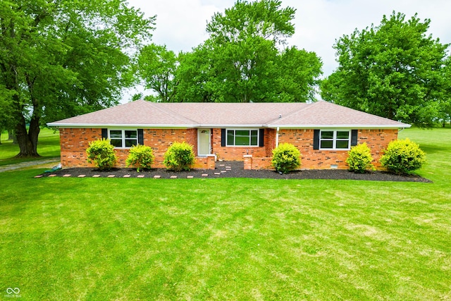 1620 W 300 S, Franklin, IN 46131 - ranch-style home with brick siding, a front yard, and a shingled roof