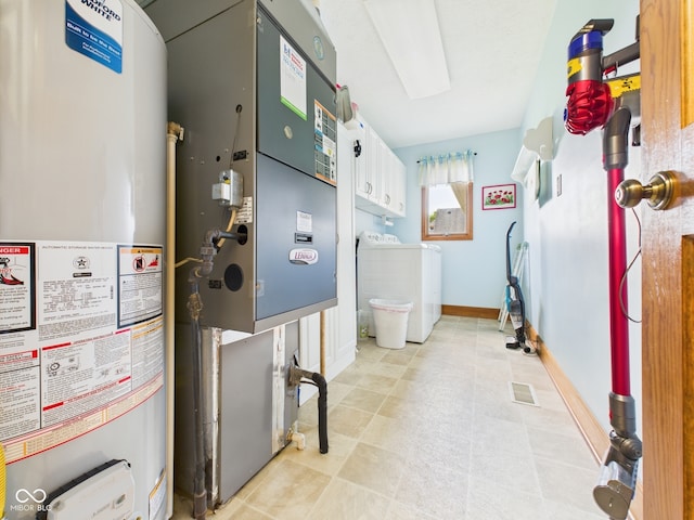 1014 Gray Squirrel Dr, Pendleton, IN 46064 - utility room with water heater, washer / clothes dryer, and heating unit