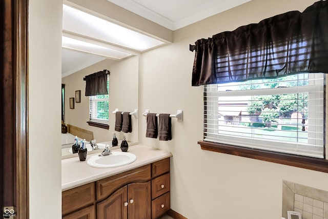 8413 Slippery Elm Ct, Indianapolis, IN 46227 - bathroom featuring vanity and crown molding