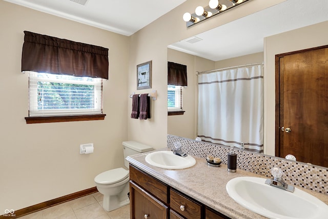 8413 Slippery Elm Ct, Indianapolis, IN 46227 - full bathroom with tile patterned flooring, double vanity, and a shower with shower curtain