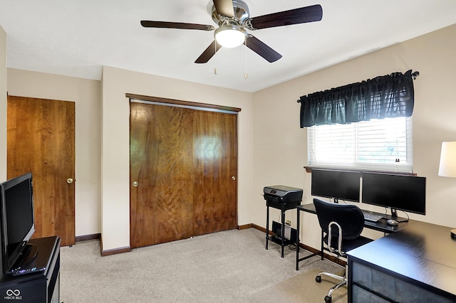 8413 Slippery Elm Ct, Indianapolis, IN 46227 - carpeted office featuring a ceiling fan and baseboards