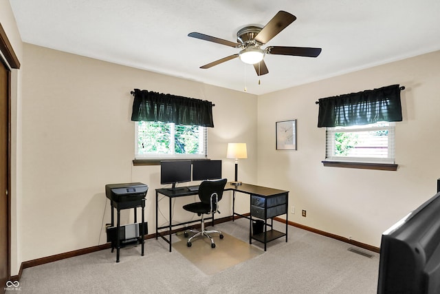 8413 Slippery Elm Ct, Indianapolis, IN 46227 - office space featuring healthy amount of natural light, carpet floors, and a ceiling fan