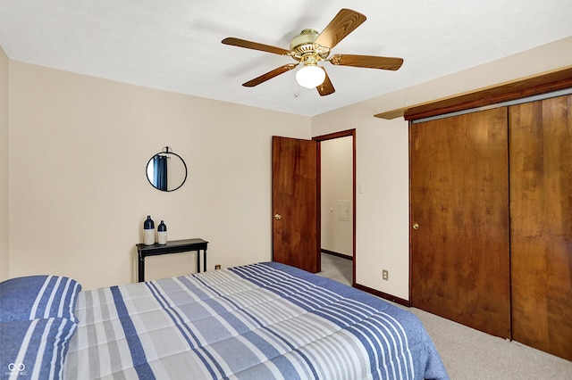 8413 Slippery Elm Ct, Indianapolis, IN 46227 - bedroom with carpet floors, ceiling fan, and a closet
