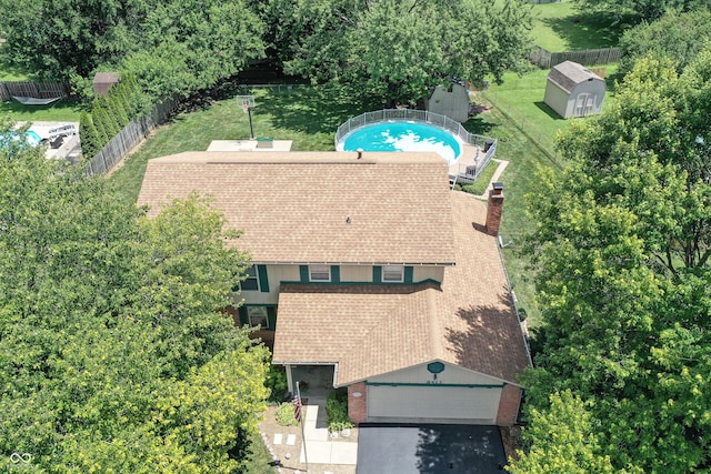 8413 Slippery Elm Ct, Indianapolis, IN 46227 - view from above of property with a pool area