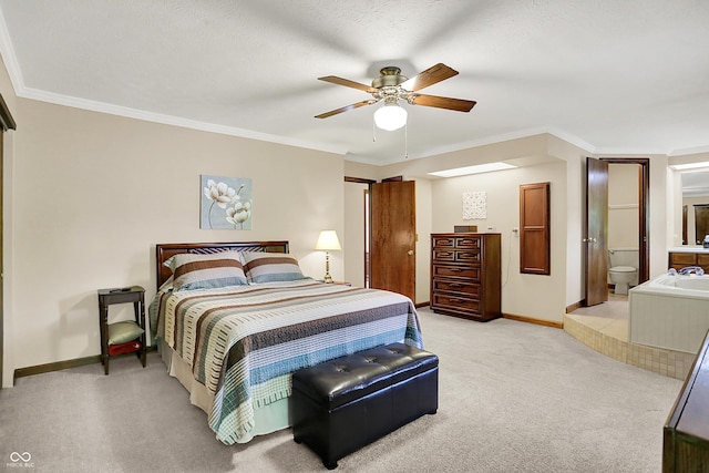 8413 Slippery Elm Ct, Indianapolis, IN 46227 - bedroom featuring light colored carpet, crown molding, and ceiling fan