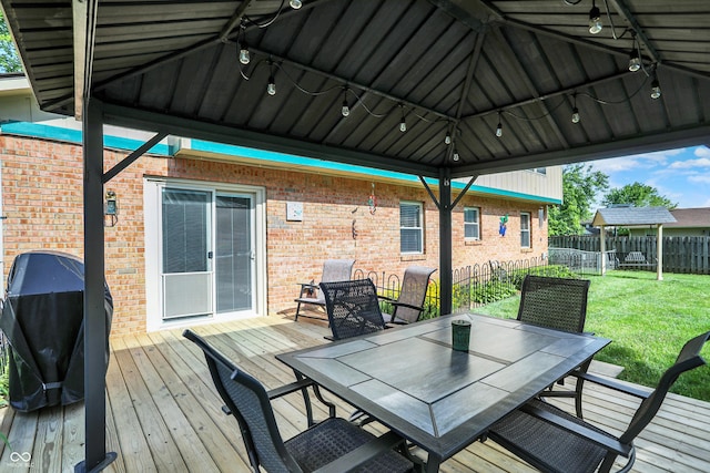 8413 Slippery Elm Ct, Indianapolis, IN 46227 - deck featuring outdoor dining area and a grill