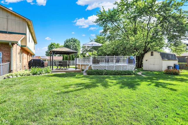 8413 Slippery Elm Ct, Indianapolis, IN 46227 - view of yard with a gazebo, a storage unit, and a deck