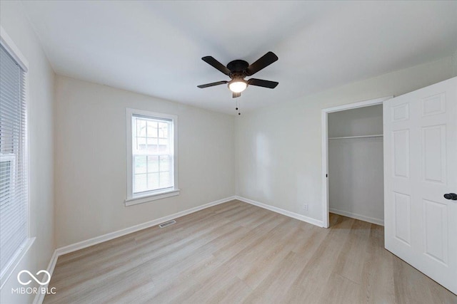 3725 Carson Ave, Indianapolis, IN 46227 - unfurnished bedroom featuring light wood finished floors, a closet, and ceiling fan