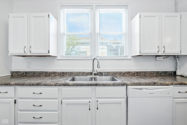 1621 E Kelly St, Indianapolis, IN 46203 - kitchen featuring dishwasher, dark countertops, and white cabinets