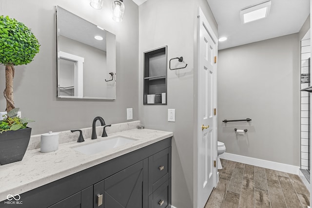 4359 N State Road 75th Hwy, North Salem, IN 46165 - full bathroom featuring vanity, wood finished floors, and recessed lighting