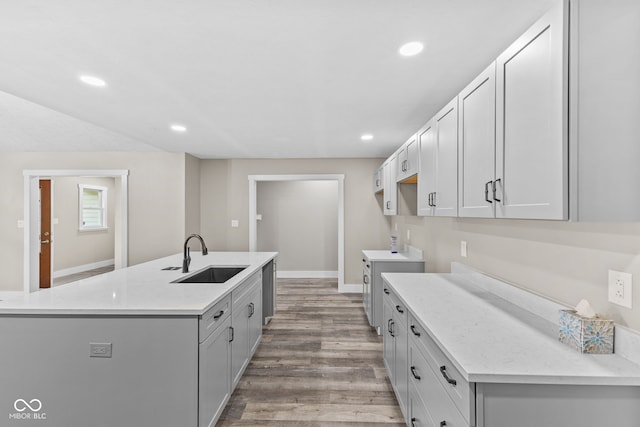 4359 N State Road 75th Hwy, North Salem, IN 46165 - kitchen featuring light wood-style floors, recessed lighting, a center island with sink, and stainless steel dishwasher