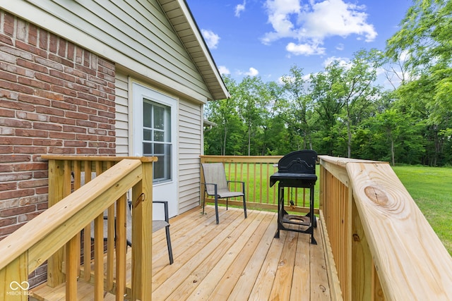 4359 N State Road 75th Hwy, North Salem, IN 46165 - wooden deck featuring grilling area, a lawn, and view of scattered trees