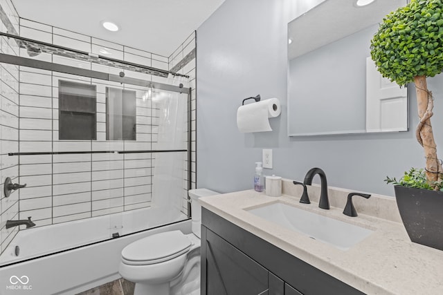 4359 N State Road 75th Hwy, North Salem, IN 46165 - bathroom featuring vanity, bath / shower combo with glass door, and recessed lighting