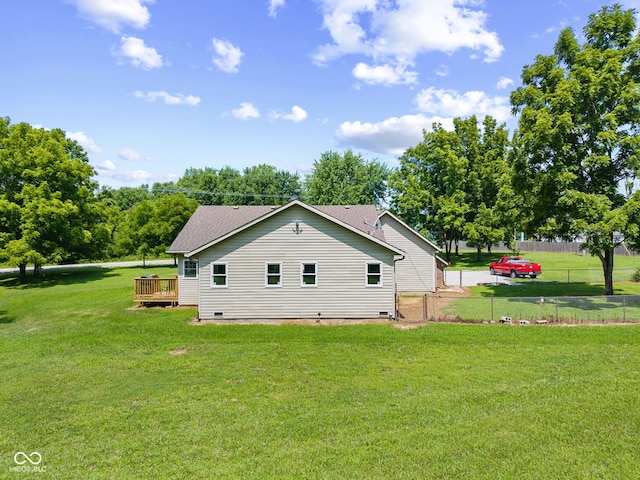 4359 N State Road 75th Hwy, North Salem, IN 46165 - view of side of property featuring crawl space, a wooden deck, and a shingled roof
