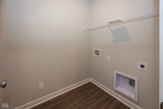 20141 Willenhall Way, Westfield, IN 46074 - washroom featuring electric dryer hookup, hookup for a washing machine, and dark wood-style flooring