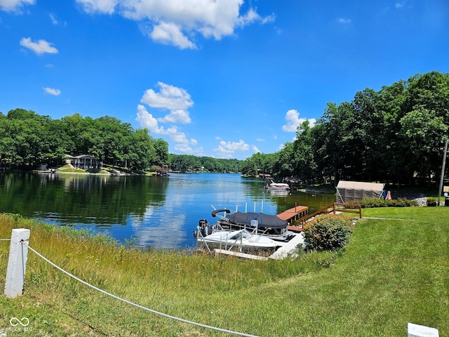 9713 E Poplar Dr, Brazil, IN 47834 - dock with a water view and a yard