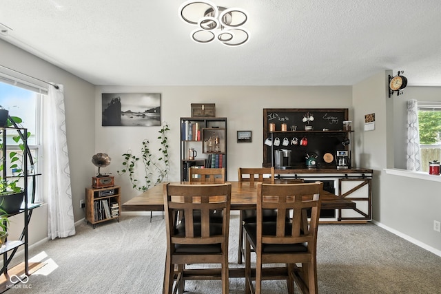 8147 Retreat Ln, Indianapolis, IN 46259 - carpeted dining area featuring baseboards and a textured ceiling