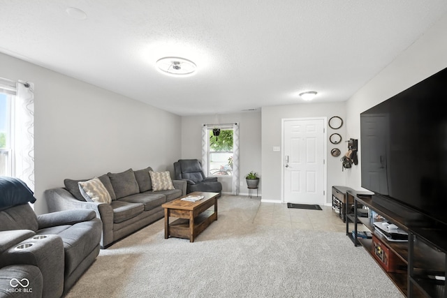 8147 Retreat Ln, Indianapolis, IN 46259 - tiled living area with carpet and a textured ceiling