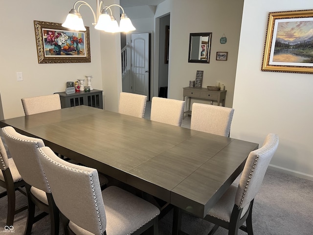 4081 Lotus St, Plainfield, IN 46168 - carpeted dining space featuring a chandelier and baseboards