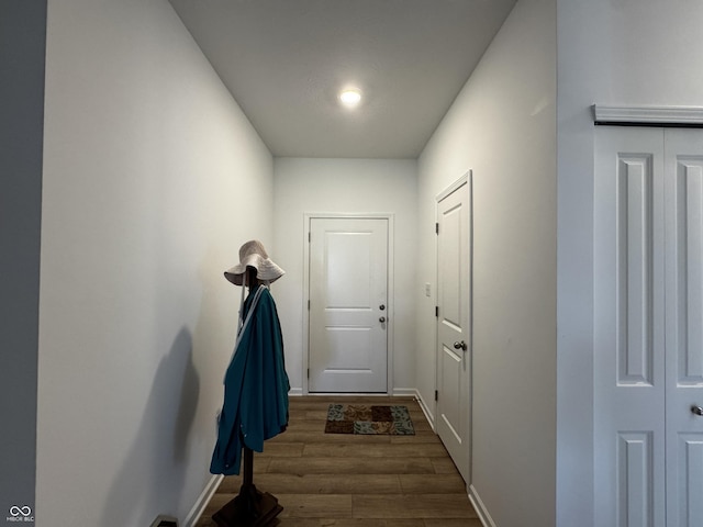602 Tuscany Trl, Lapel, IN 46051 - doorway to outside featuring dark wood finished floors and baseboards