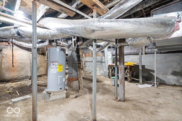 2813 S Monroe St, Muncie, IN 47302 - unfinished below grade area with electric water heater