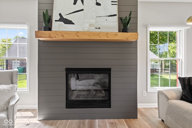 5910 Hickory Woods Dr, Plainfield, IN 46168 - detailed view of a glass covered fireplace and wood finished floors