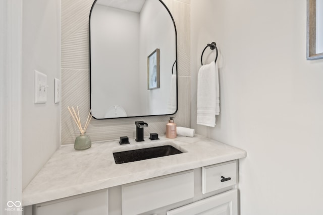 5910 Hickory Woods Dr, Plainfield, IN 46168 - bathroom with vanity and decorative backsplash