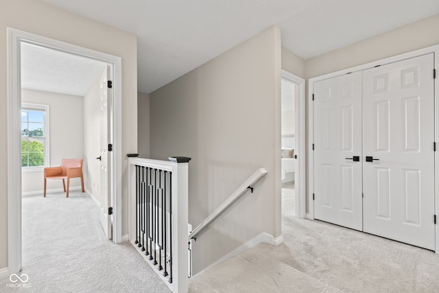 5910 Hickory Woods Dr, Plainfield, IN 46168 - hallway with an upstairs landing and carpet floors