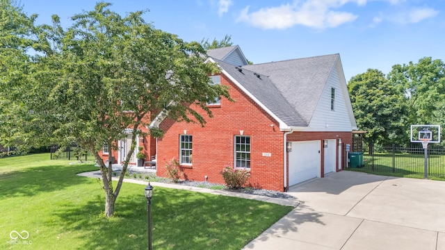 5910 Hickory Woods Dr, Plainfield, IN 46168 - view of side of property featuring concrete driveway, brick siding, a shingled roof, and a garage