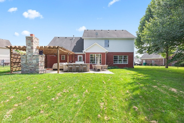 5910 Hickory Woods Dr, Plainfield, IN 46168 - rear view of property with a pergola, a patio, and brick siding