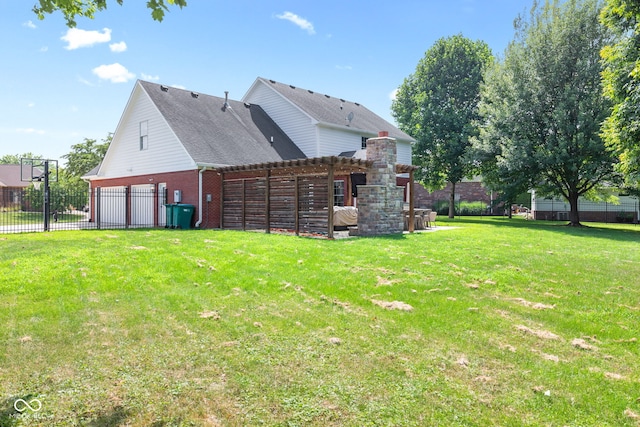 5910 Hickory Woods Dr, Plainfield, IN 46168 - rear view of house with a pergola and brick siding