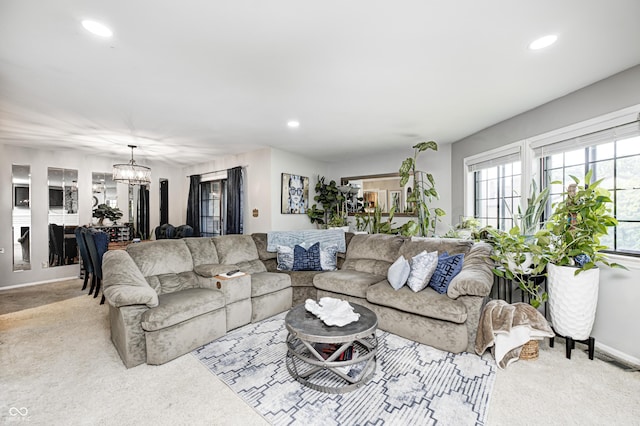 2206 Boston Ct Unit B, Indianapolis, IN 46228 - living area featuring carpet floors, a chandelier, and recessed lighting