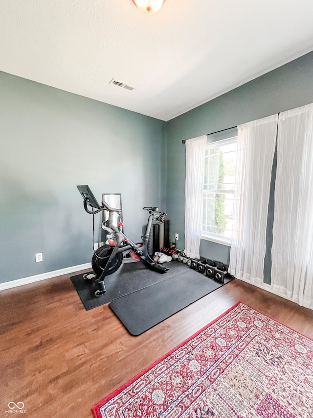 258 Center Ln, Crawfordsville, IN 47933 - workout room with wood finished floors and baseboards