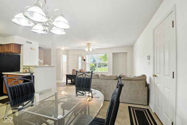 3096 Wildcat Ln, Indianapolis, IN 46203 - dining space featuring ceiling fan and a chandelier