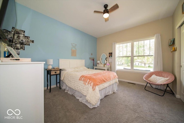 1615 N Blue Rd, Greenfield, IN 46140 - bedroom with carpet floors, a ceiling fan, and lofted ceiling