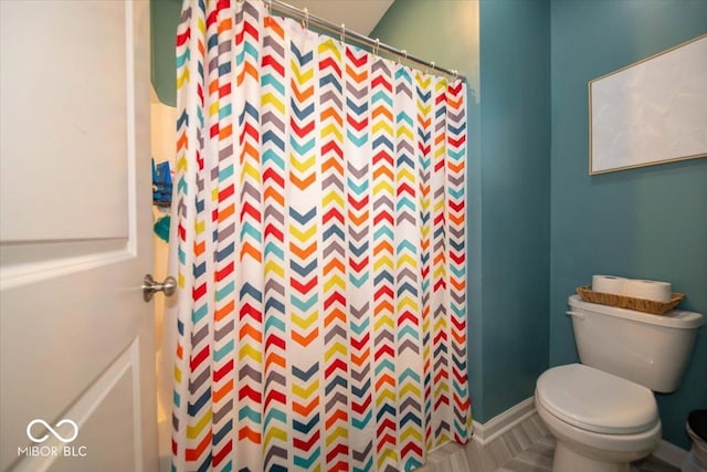 1615 N Blue Rd, Greenfield, IN 46140 - bathroom with toilet and curtained shower