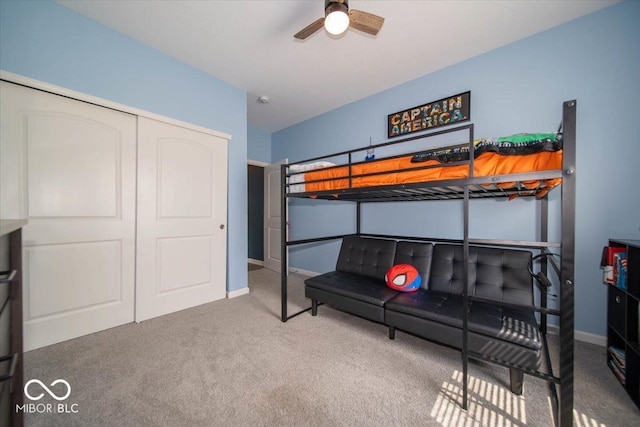 1615 N Blue Rd, Greenfield, IN 46140 - carpeted bedroom with a closet and ceiling fan