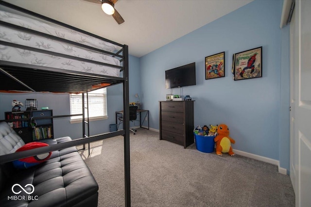 1615 N Blue Rd, Greenfield, IN 46140 - carpeted bedroom featuring baseboards and a ceiling fan