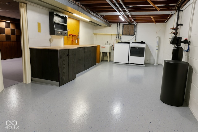 6209 N Parker St, Indianapolis, IN 46220 - finished below grade area featuring washer and clothes dryer, a water softener, and concrete block wall
