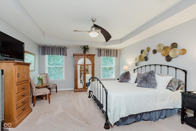 823 Colin Dr, Avon, IN 46123 - bedroom with light carpet, multiple windows, a raised ceiling, and a heating unit