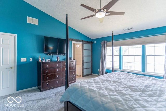 10450 Wintergreen Way, Indianapolis, IN 46234 - carpeted bedroom with lofted ceiling, a textured ceiling, and ceiling fan