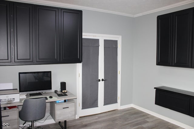 10450 Wintergreen Way, Indianapolis, IN 46234 - home office with wood finished floors, crown molding, and french doors
