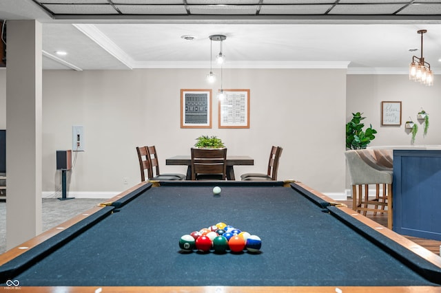 115 Jordan Rd, Indianapolis, IN 46217 - playroom featuring billiards and crown molding