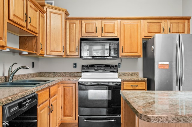 115 Jordan Rd, Indianapolis, IN 46217 - kitchen featuring black appliances, open shelves, and light countertops