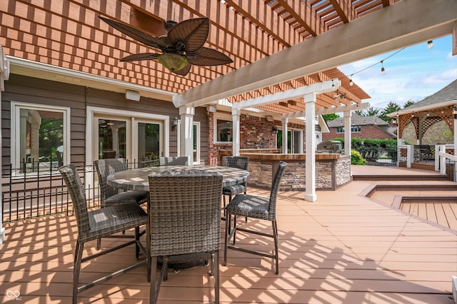 115 Jordan Rd, Indianapolis, IN 46217 - view of patio with a pergola, ceiling fan, and exterior kitchen