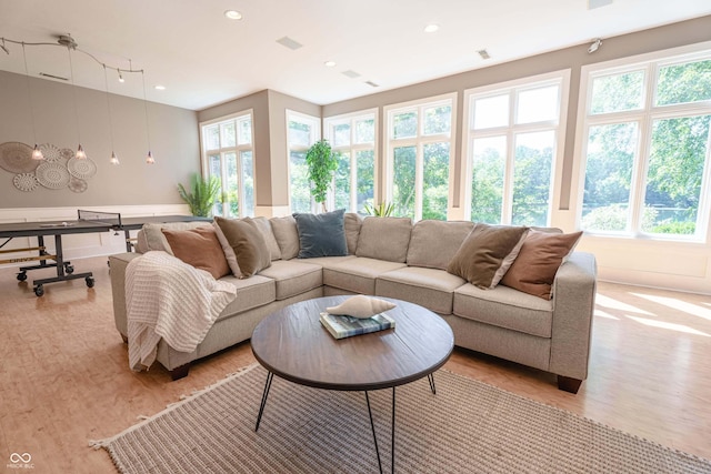 13299 W Wildflower Dr, Columbus, IN 47201 - living room with light wood-style flooring and recessed lighting