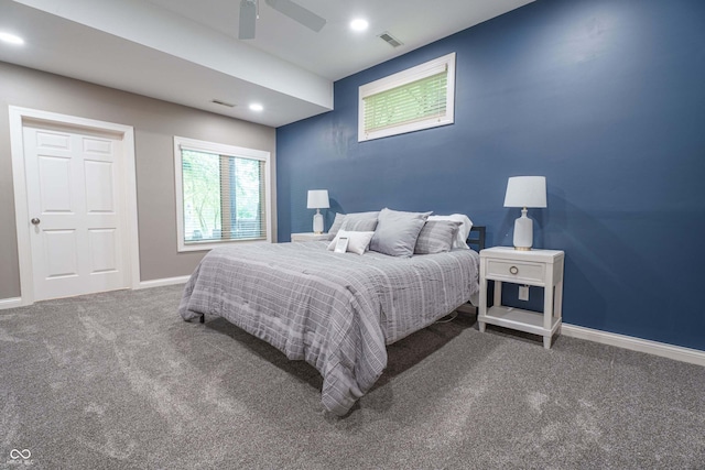 13299 W Wildflower Dr, Columbus, IN 47201 - carpeted bedroom with ceiling fan and recessed lighting
